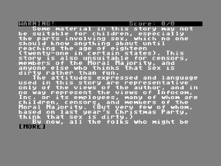 Leather Goddesses of Phobos title screen for Commodore 64